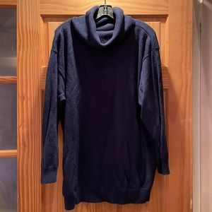 Woman’s Anne Klein all Navy Blue Cowl Neck Ling Length Sweater